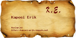 Kaposi Erik névjegykártya